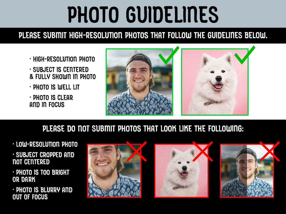 photo guidelines are written with reference photos