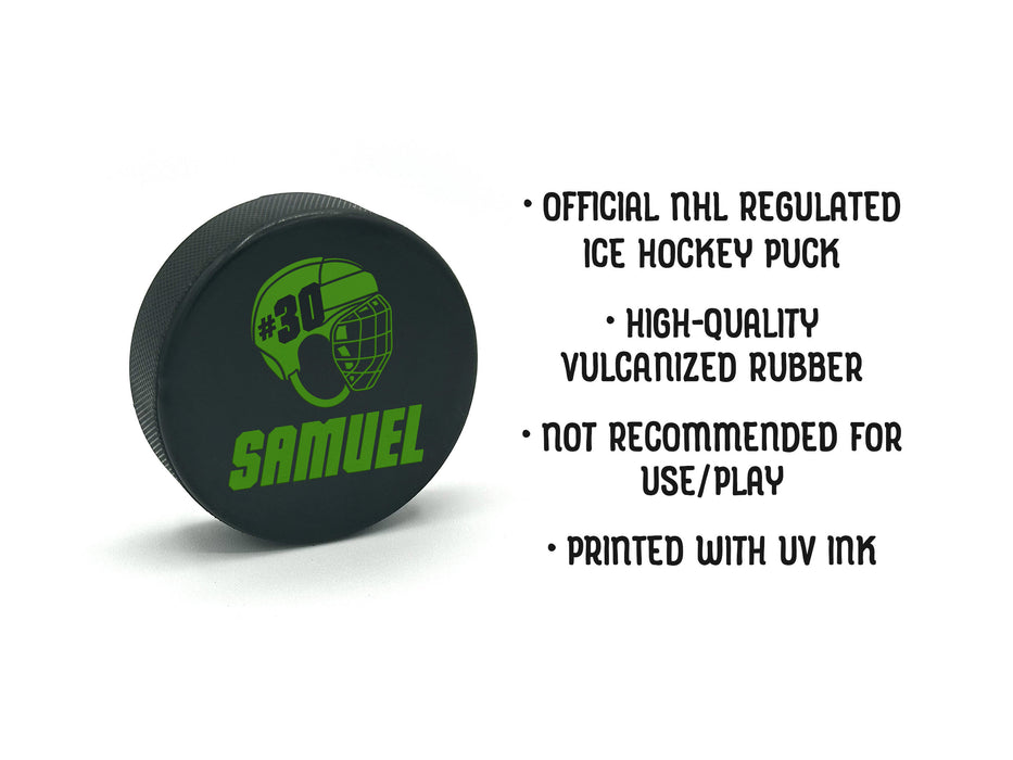 official NHL regulated ice hockey puck, high-quality vulcanized rubber, not recommended for use and play, printed with UV ink