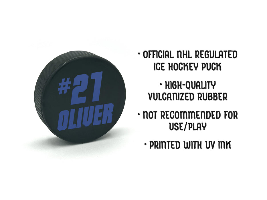 official NHL regulated ice hockey puck, high-quality vulcanized rubber, not recommended for use and play, printed with UV ink