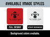 Available image styles include full design and remove background. Background colors available.