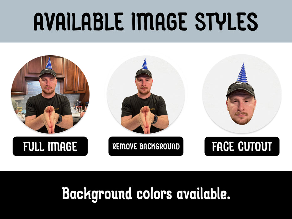 Available Image Styles showing Full Image, Remove Background, and Face Cutout Options. Background colors available.