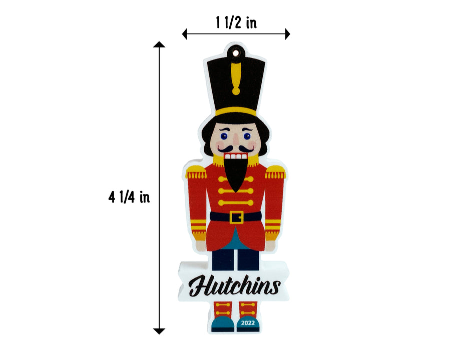 Measurements of ornament shown. Measurements are 1 1/2 inches wide and 4 1/4 inches tall.