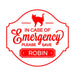 in case of emergency red pet sticker with a cat silhouette and the name Robin on it