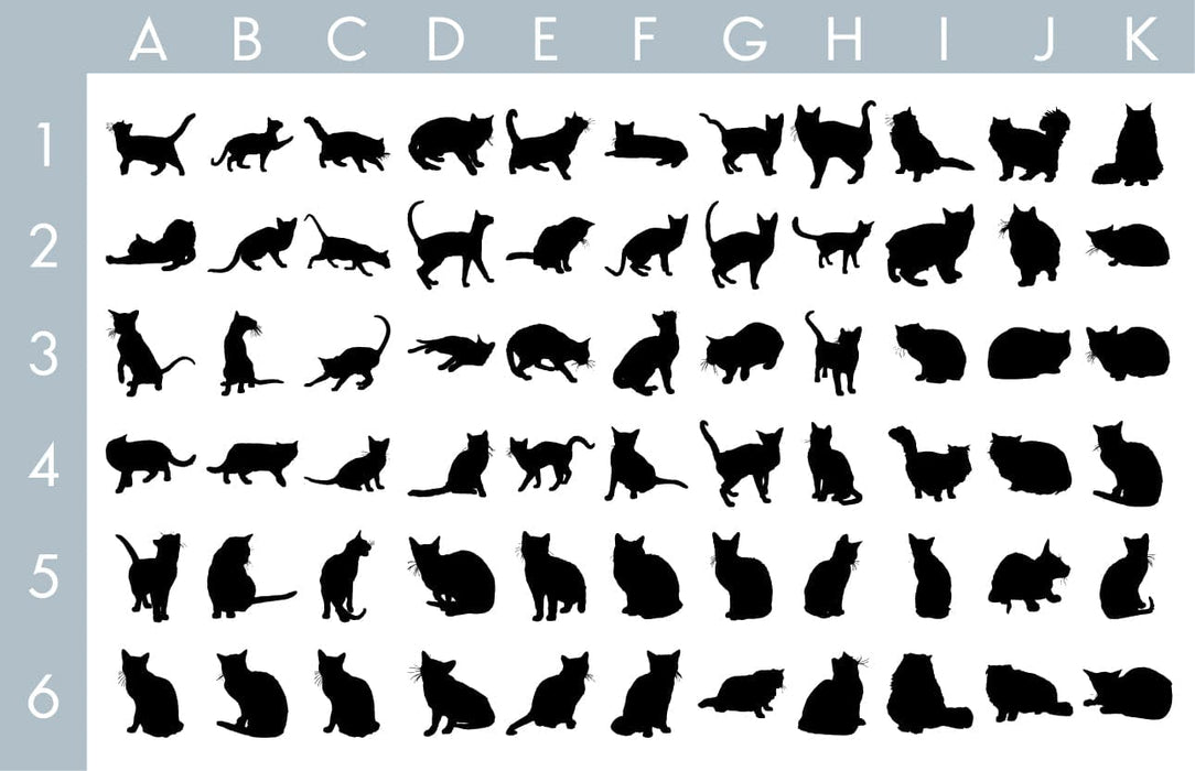 large selection of cat silhouettes are shown