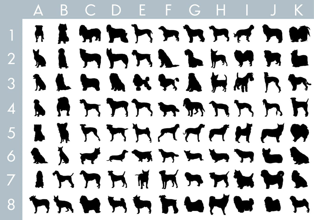 large selection of dog silhouettes are shown