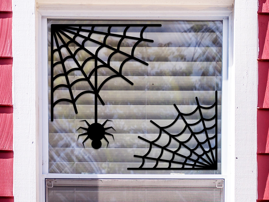 spider web vinyl sticker on outdoor window