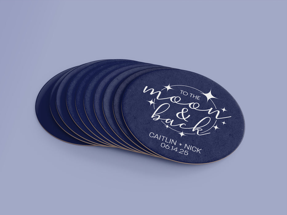 To The Moon & Back Wedding Coasters