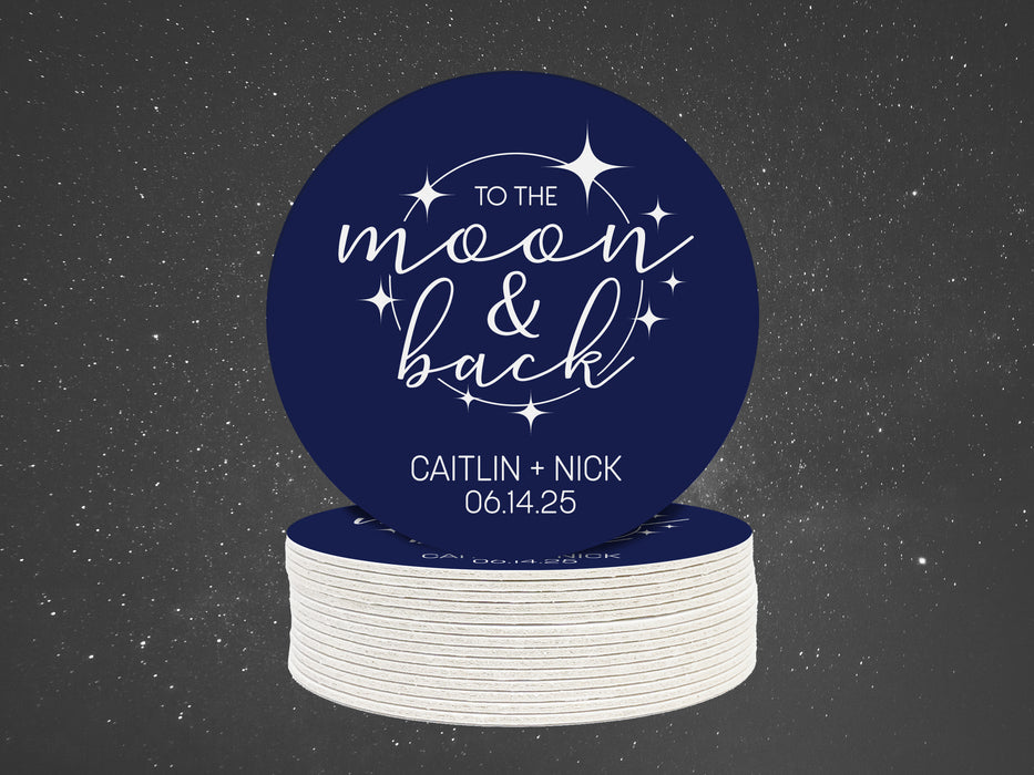 To The Moon & Back Wedding Coasters