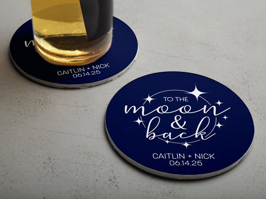 To The Moon & Back Wedding Coasters