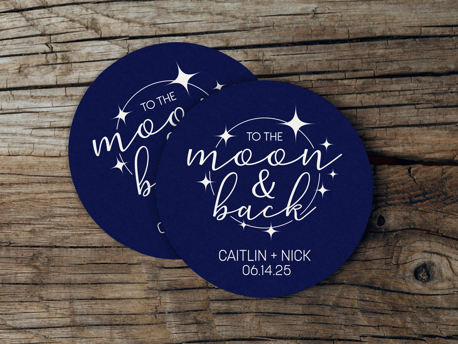 To The Moon & Back Wedding Coasters